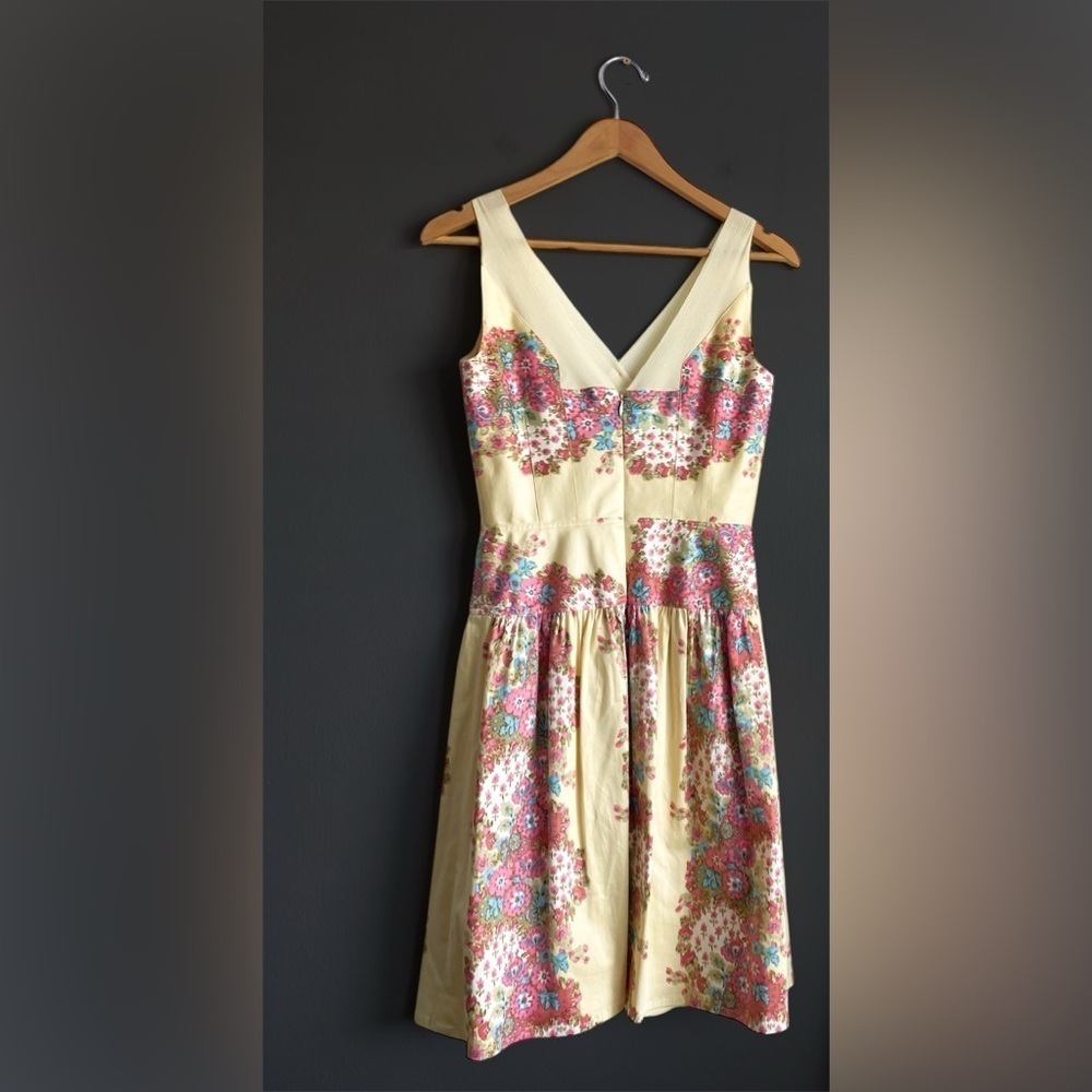 Kay Unger Floral Aline Dress Ivory Pink Formal Garden Wedding Event Victorian 2 - Picture 2 of 12